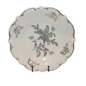 Schumann Arzberg Platinum Elegance Plate Floral Design Porcelain12 Inch Diameter